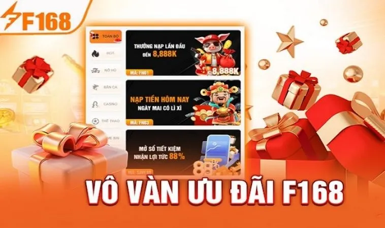 Vô vàn ưu đãi hấp dẫn từ nhà cái F168 tặng hội viên 